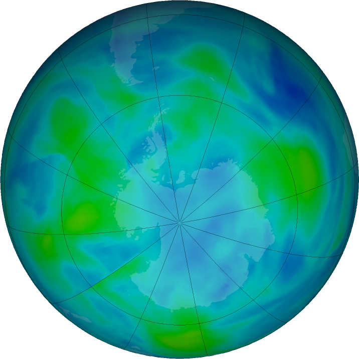 Antarctic ozone map for 17 April 2022